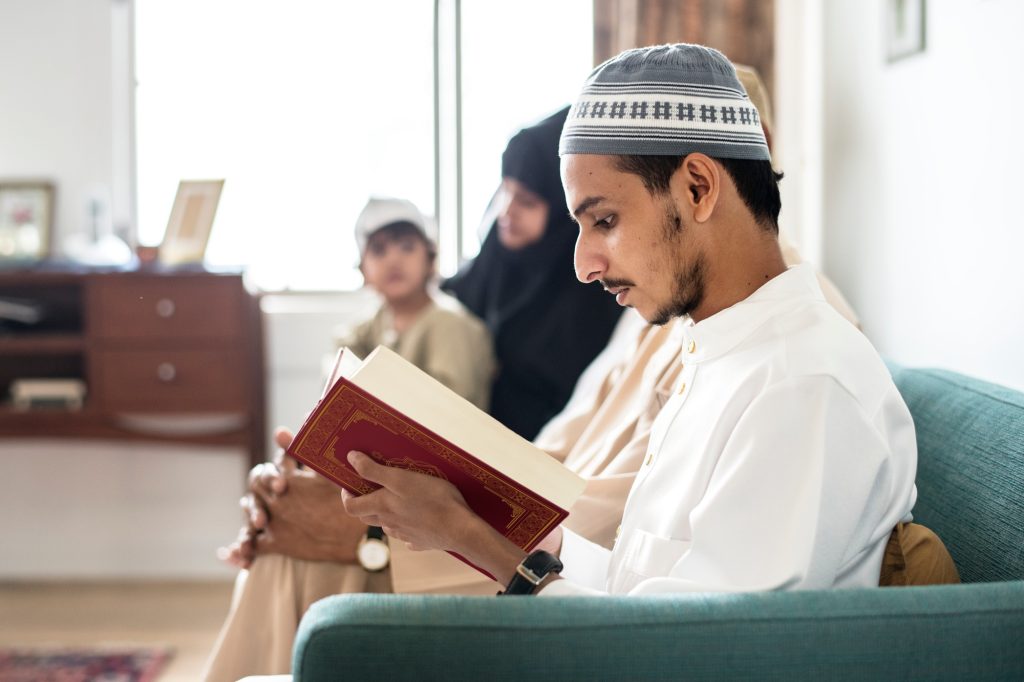 Muslims reading from the quran